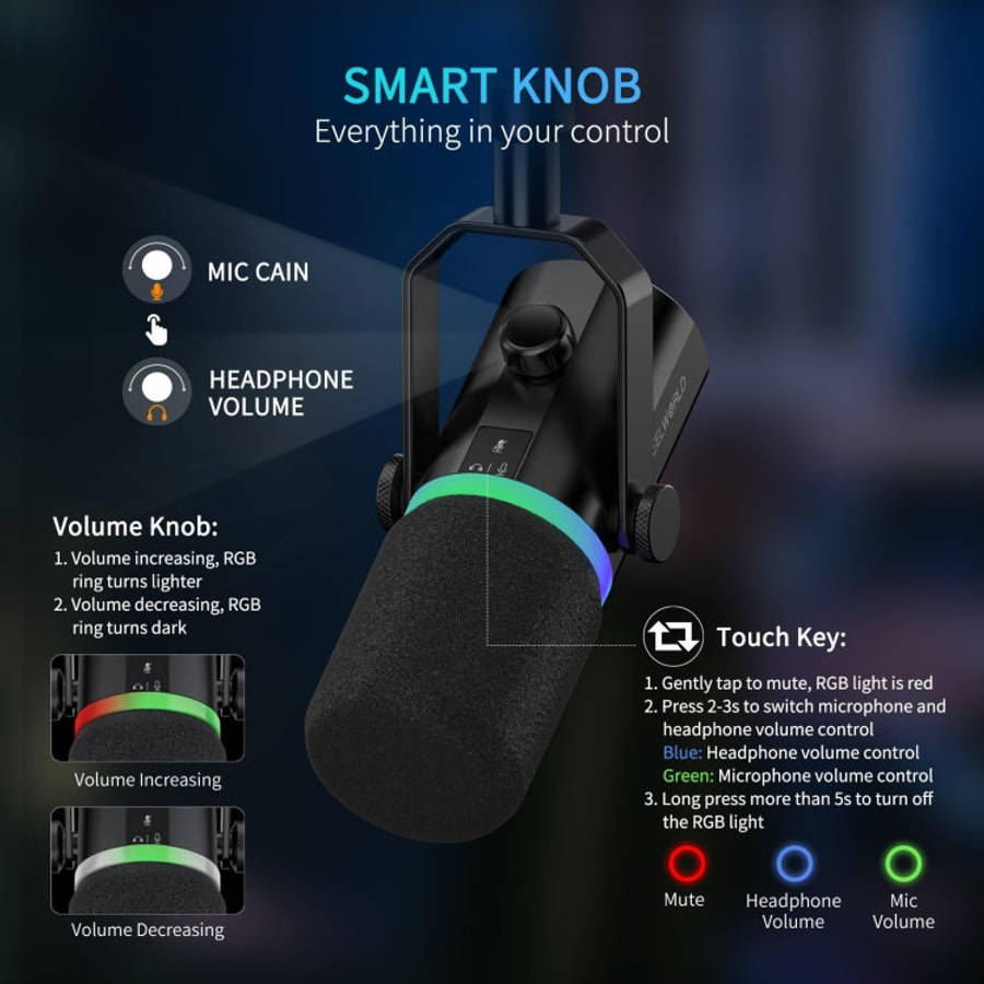 FEELWORLD PM1-AS XLR/USB Dynamic Microphone for Podcasting Recording Gaming Live Streaming with B...