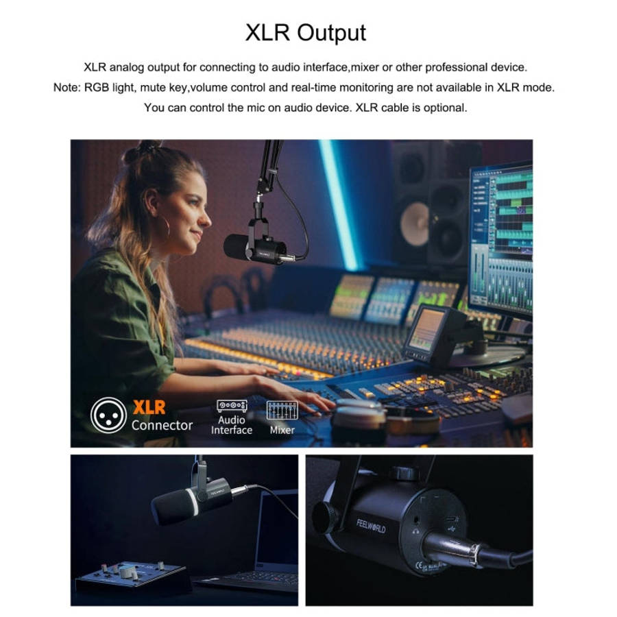 FEELWORLD PM1-AS XLR/USB Dynamic Microphone for Podcasting Recording Gaming Live Streaming with B...