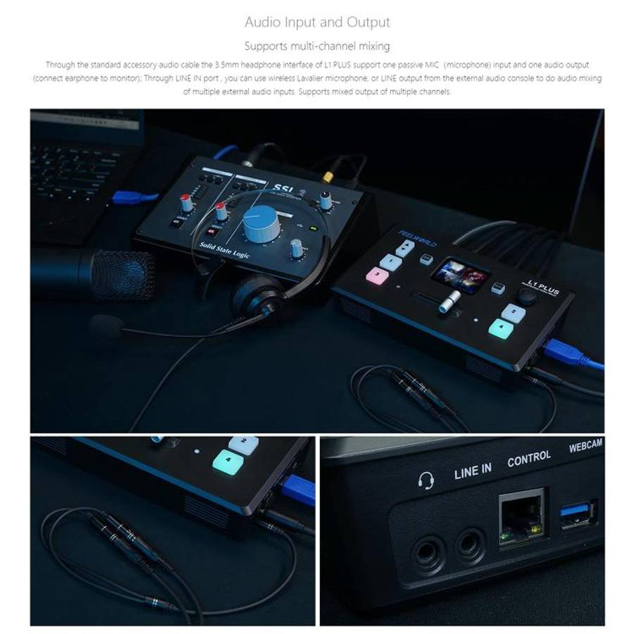 FEELWORLD L1 PLUS Multi-camera Video Mixer Switcher Touch Screen PTZ Control USB3.0 Fast Streamin...
