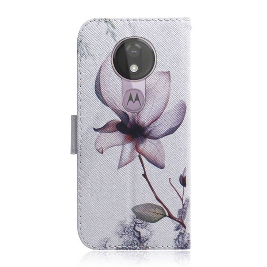 Magnolia Flower Pattern Coloured Drawing Horizontal Flip Leather Case for Motorola Moto G7 Power,...