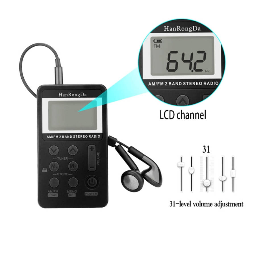 Portable AM / FM Two Bands Rechargeable Stereo Radio Mini Receiver with & LCD Screen & Earphone J...