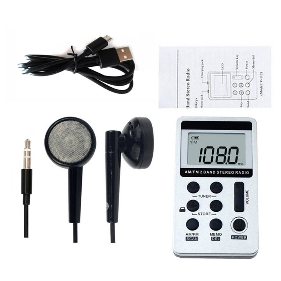 Portable AM / FM Two Bands Rechargeable Stereo Radio Mini Receiver with & LCD Screen & Earphone J...