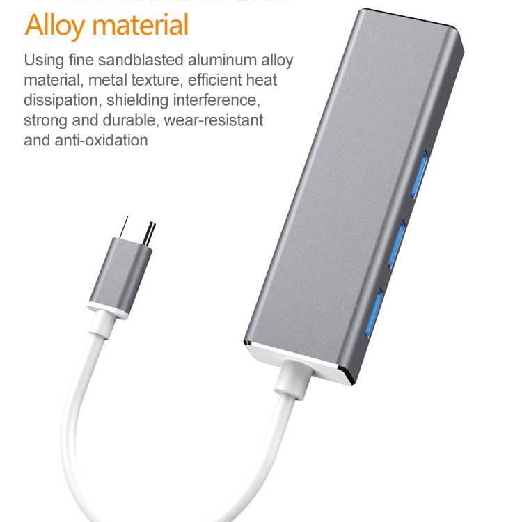 USB-C / Type-C to Gigabit Ethernet RJ45 & 3 x USB 3.0 Adapter Converter HUB, Computer External Ta...