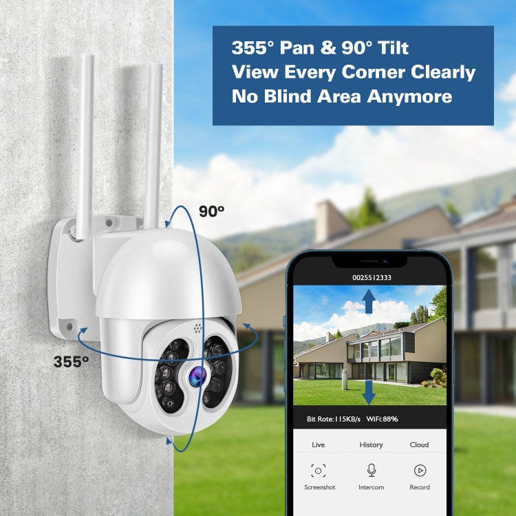 Tuya QX56 3.0 Million Pixels IP66 Waterproof 2.4G Wireless IP Camera, Support Motion Detection & ...