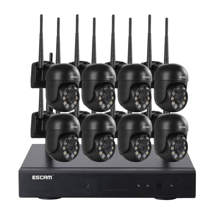 ESCAM WNK618 3.0 Million Pixels 8-channel Wireless Dome Camera HD NVR Security System, Support Mo...
