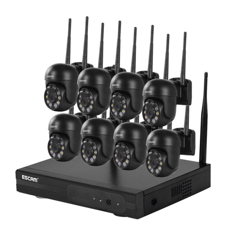 ESCAM WNK618 3.0 Million Pixels 8-channel Wireless Dome Camera HD NVR Security System, Support Mo...