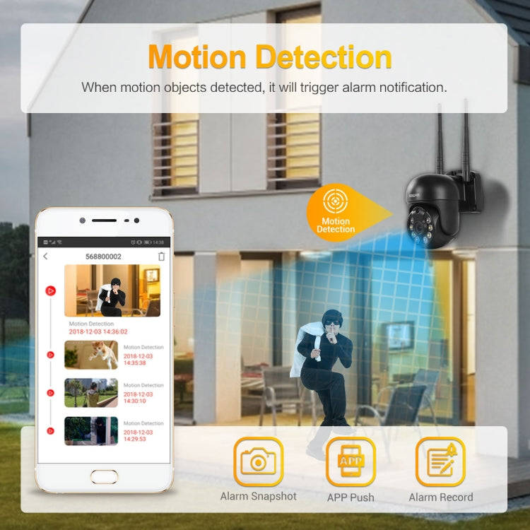 ESCAM WNK610 3.0 Million Pixels Wireless Dome IP Camera, Support Motion Detection & Two-way Audio...