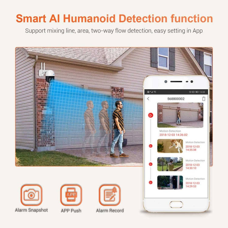 ESCAM QF218 1080P Pan / Tilt AI Humanoid Detection IP66 Waterproof WiFi IP Camera, Support ONVIF ...