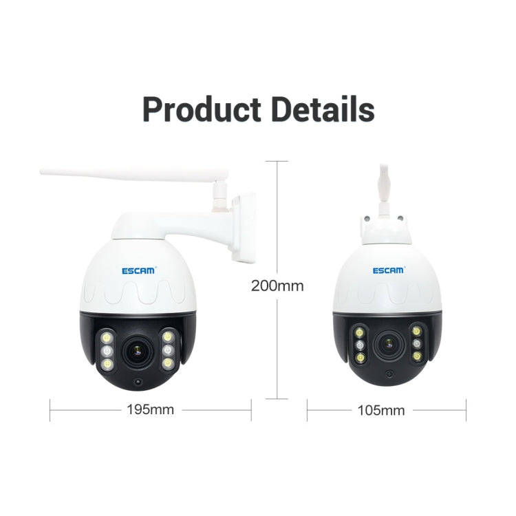 ESCAM Q5068 H.265 5MP Pan / Tilt / 4X Zoom WiFi Waterproof IP Camera, Support ONVIF Two Way Talk ...