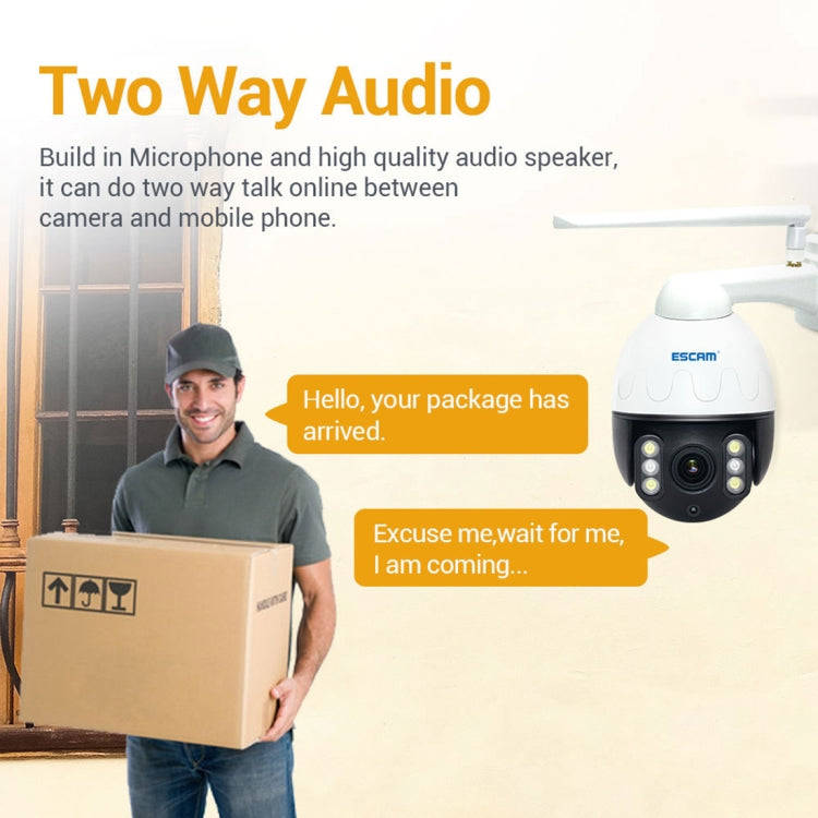 ESCAM Q5068 H.265 5MP Pan / Tilt / 4X Zoom WiFi Waterproof IP Camera, Support ONVIF Two Way Talk ...