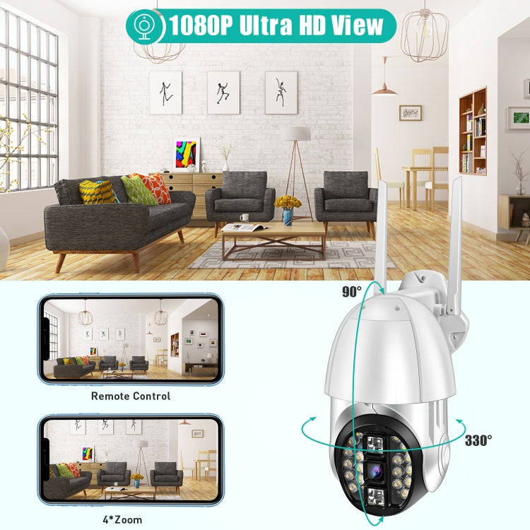 QX33 1080P Panoramic PTZ 360 Degree Rotating WIFI Camera, Support Day and Night Full Color & Two-...