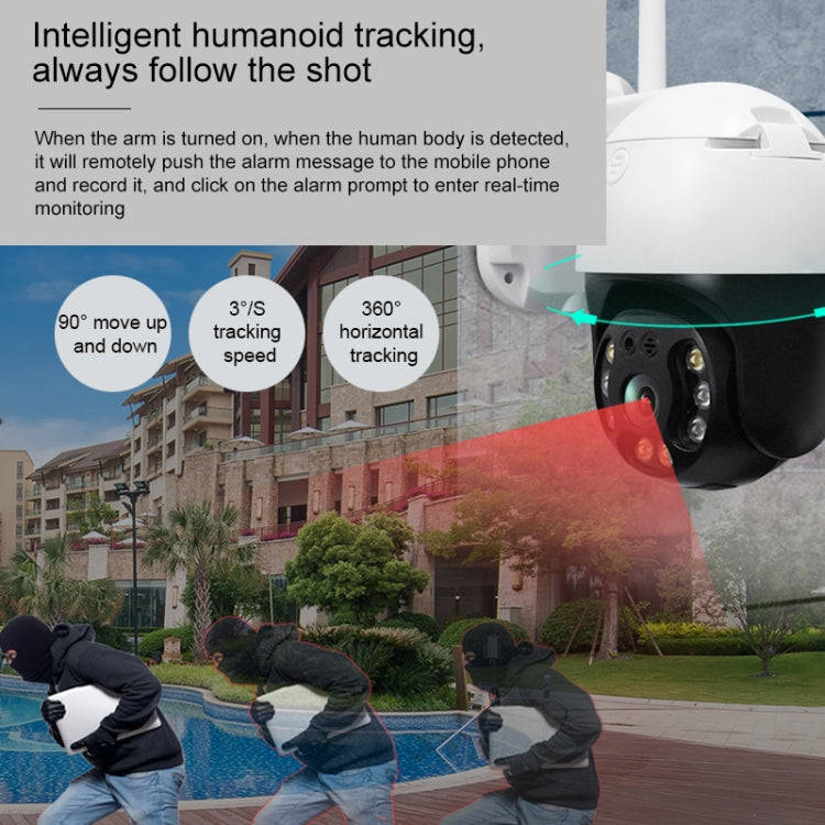 QX36 1080P 3.0MP 3.6mm Lens IP65 Waterproof PTZ 360 Degree Rotating WIFI Camera, Support Day and ...