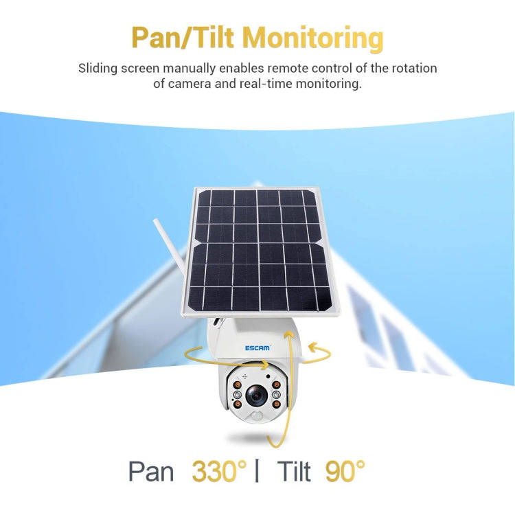 ESCAM QF280 HD 1080P IP66 Waterproof WiFi Solar Panel PT IP Camera without Battery, Support Night...