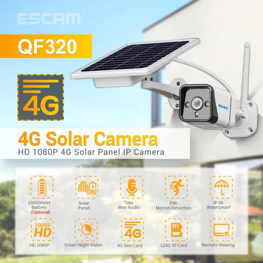 ESCAM QF320 HD 1080P 4G Solar Panel IP Camera, Support Night Vision & TF Card & PIR Motion Detect...