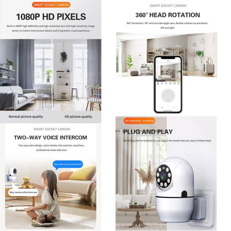 A11 WiFi Smart Home PTZ Webcam IP Camera Night Vision Monitor (EU Plug)