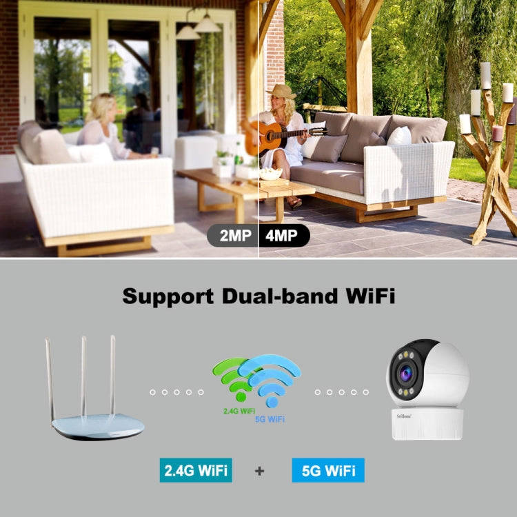 SriHome SH046 4.0 Million Pixels FHD Low Power Consumption Wireless Home Security Camera System (...