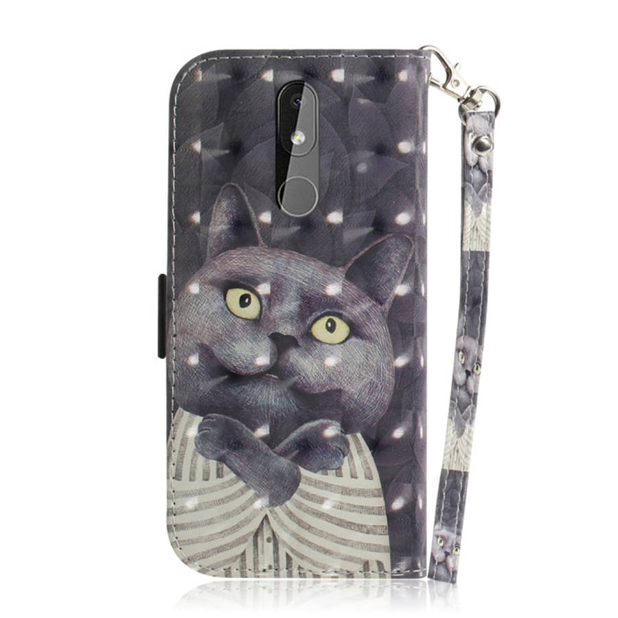 3D Colored Drawing Hug Cat Pattern Horizontal Flip Leather Case for Nokia 3.2, with Holder & Card...