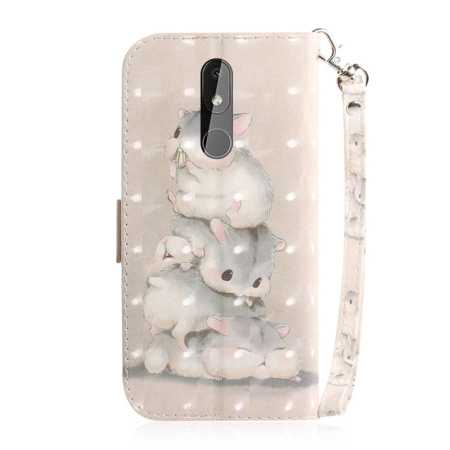 3D Colored Drawing Squirrels Pattern Horizontal Flip Leather Case for Nokia 3.2, with Holder & Ca...