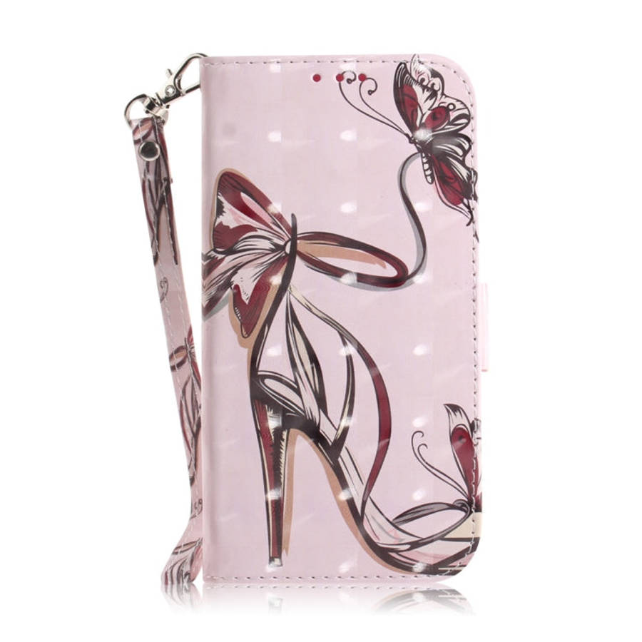3D Colored Drawing Butterfly High-heeled Shoes Pattern Horizontal Flip Leather Case for Nokia 3.2...