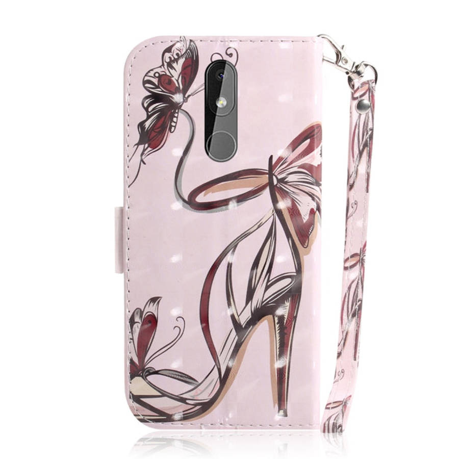 3D Colored Drawing Butterfly High-heeled Shoes Pattern Horizontal Flip Leather Case for Nokia 3.2...