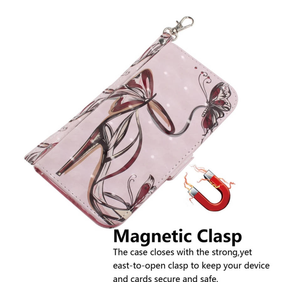 3D Colored Drawing Butterfly High-heeled Shoes Pattern Horizontal Flip Leather Case for Nokia 3.2...