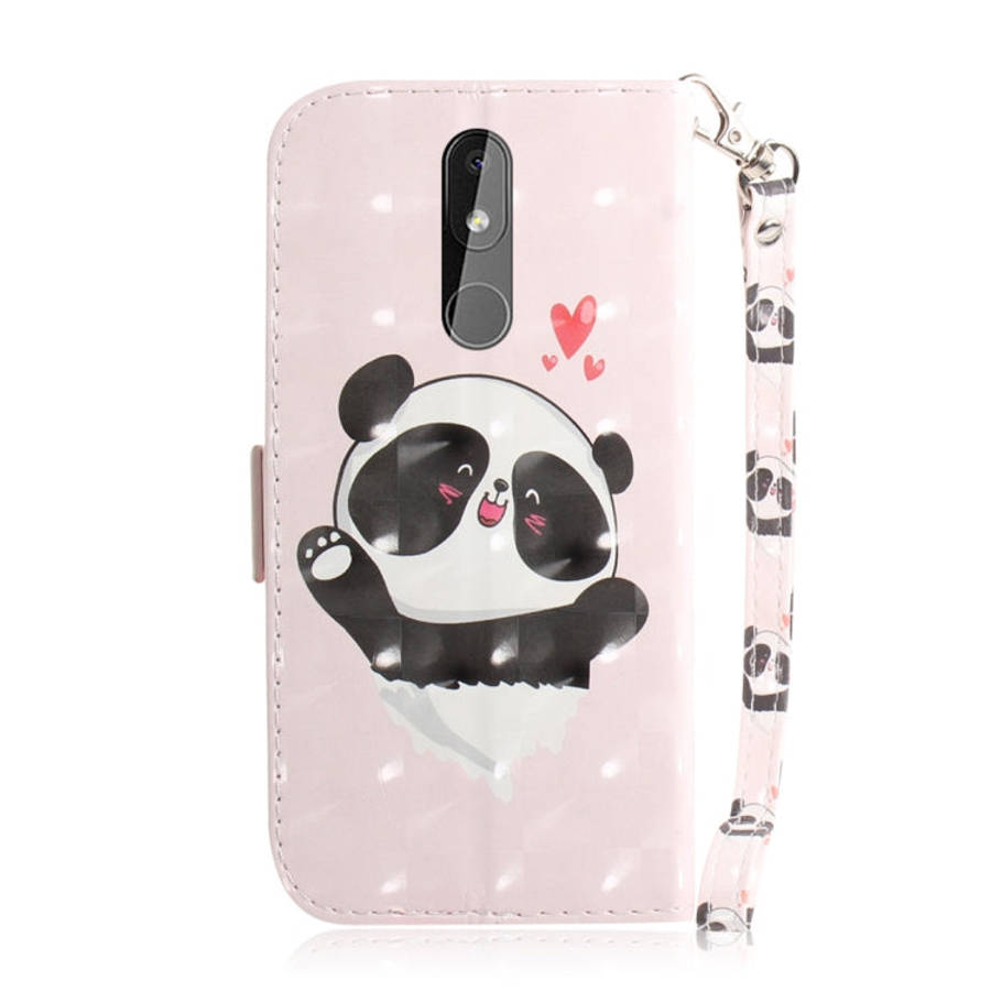 3D Colored Drawing Heart Panda Pattern Horizontal Flip Leather Case for Nokia 3.2, with Holder & ...