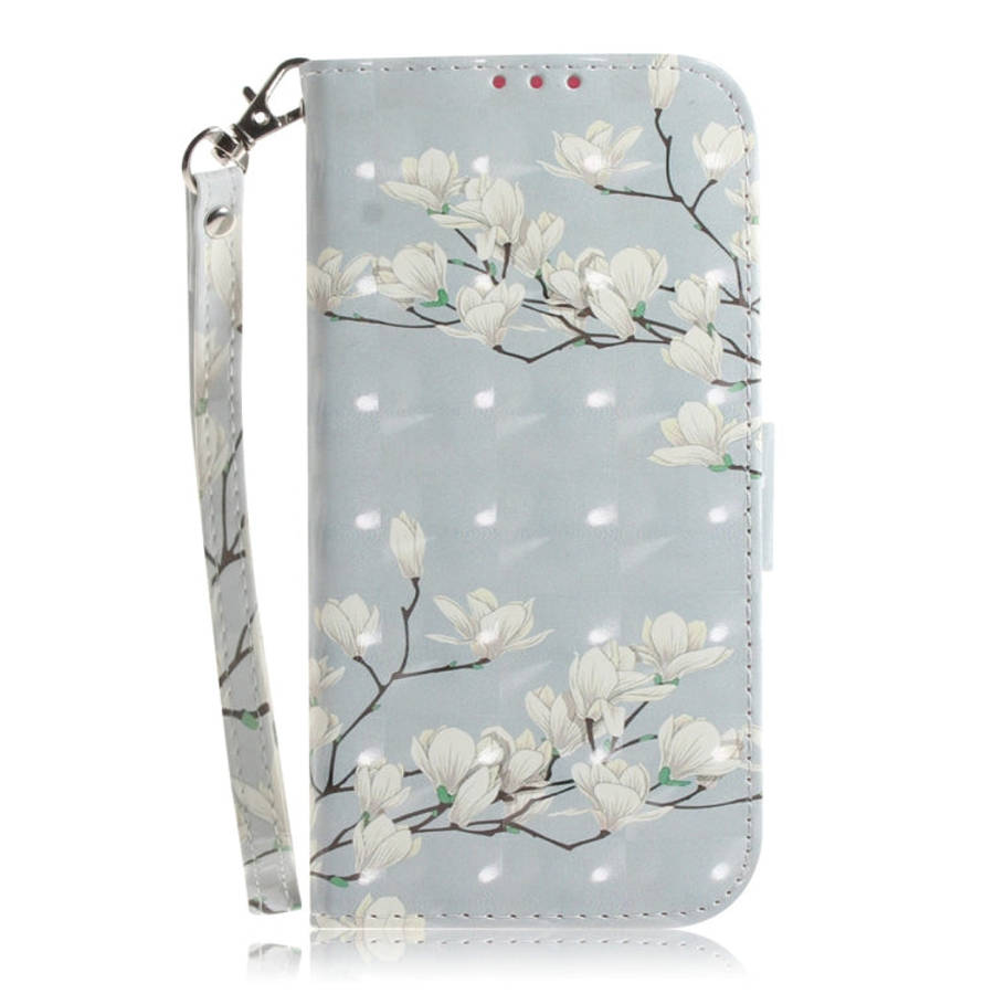3D Colored Drawing Magnolia Pattern Horizontal Flip Leather Case for Nokia 3.2, with Holder & Car...