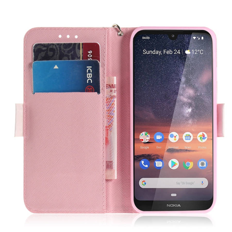 3D Colored Drawing Magnolia Pattern Horizontal Flip Leather Case for Nokia 3.2, with Holder & Car...