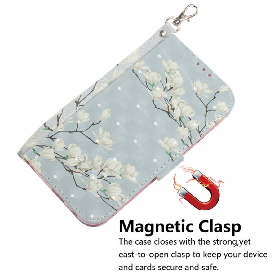3D Colored Drawing Magnolia Pattern Horizontal Flip Leather Case for Nokia 3.2, with Holder & Car...