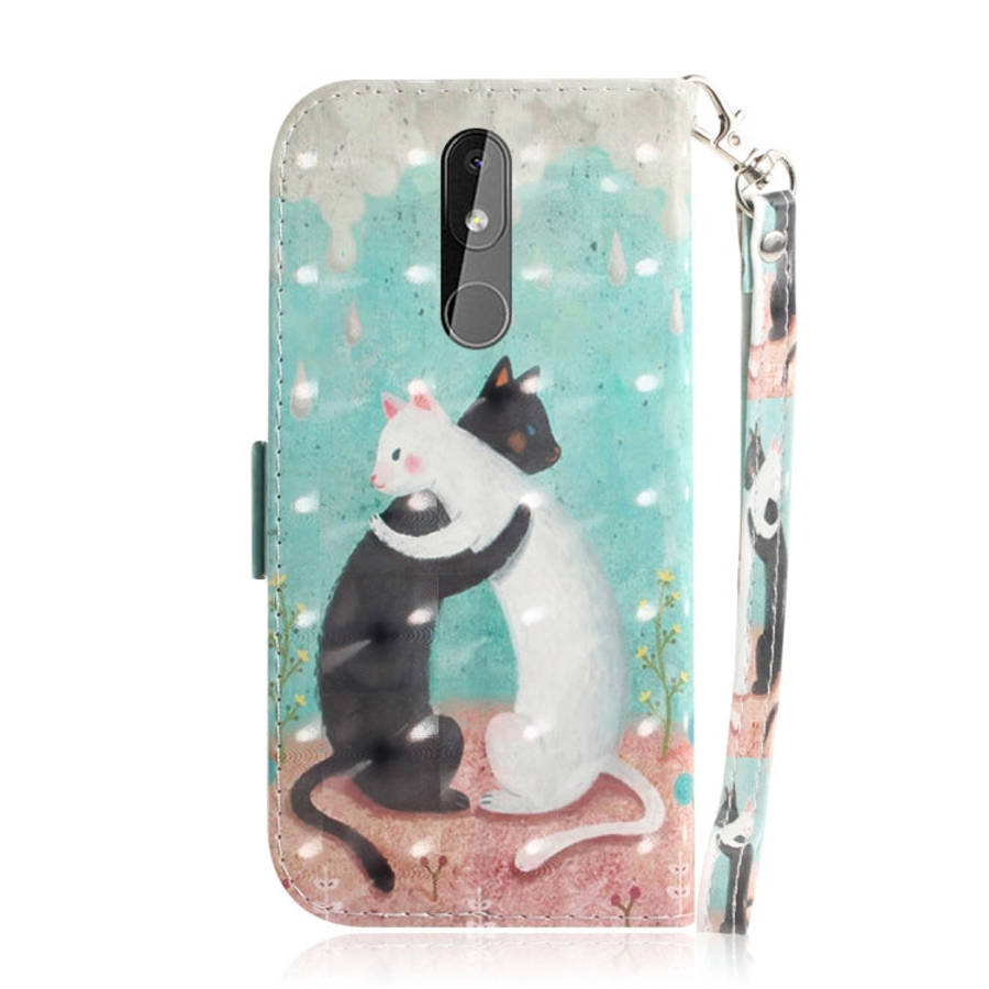 3D Colored Drawing Cats Pattern Horizontal Flip Leather Case for Nokia 3.2, with Holder & Card Sl...