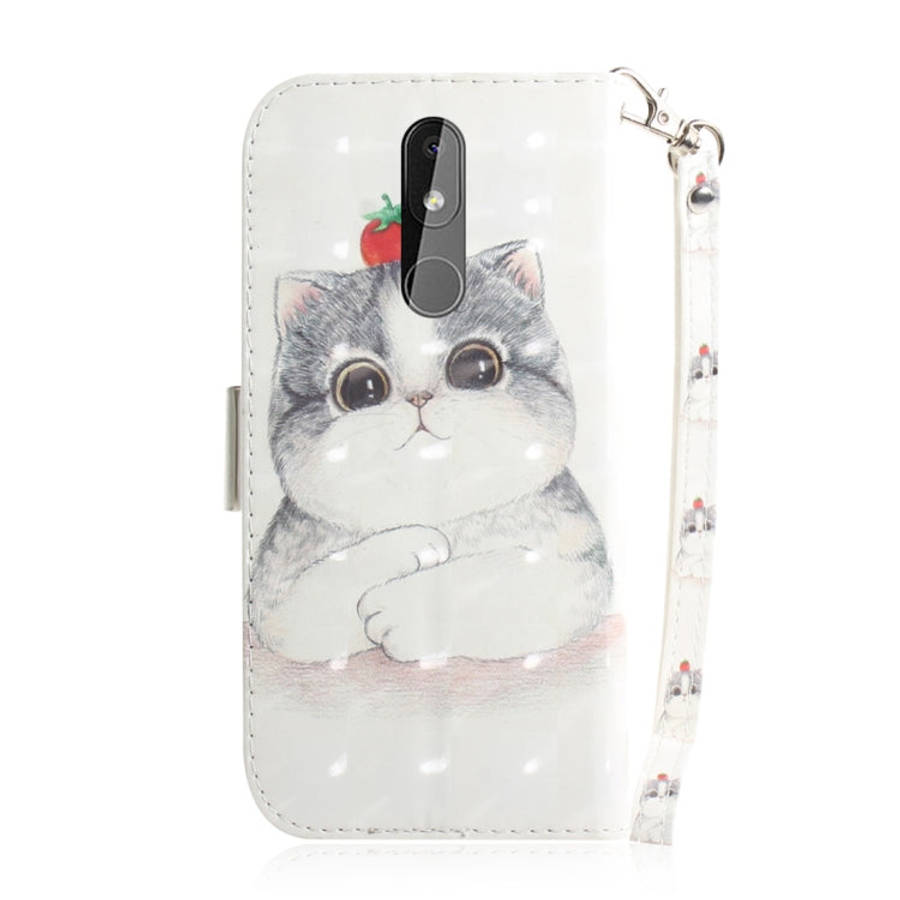 3D Colored Drawing Cute Cat Pattern Horizontal Flip Leather Case for Nokia 3.2, with Holder & Car...