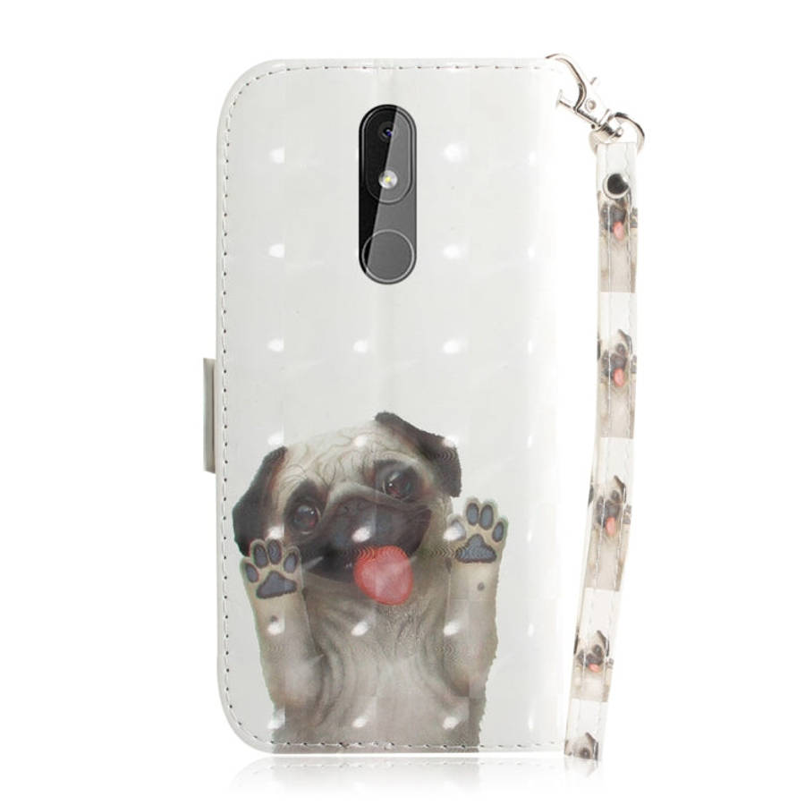 3D Colored Drawing Dog Pattern Horizontal Flip Leather Case for Nokia 3.2, with Holder & Card Slo...