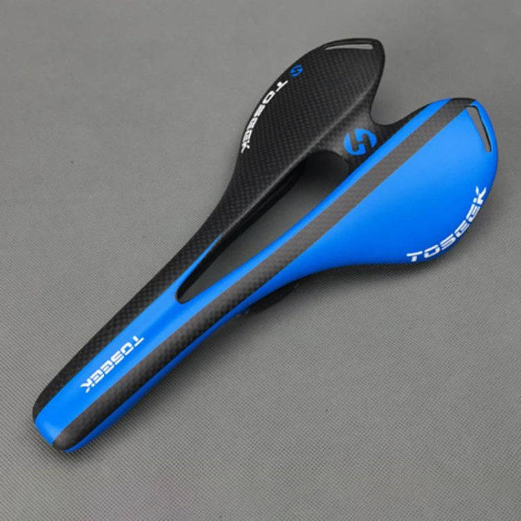 TOSEEK Road Bike Carbon Fiber Seat Bicycle Hollow Seat Saddle, 3K Texture + Extinction(Blue)