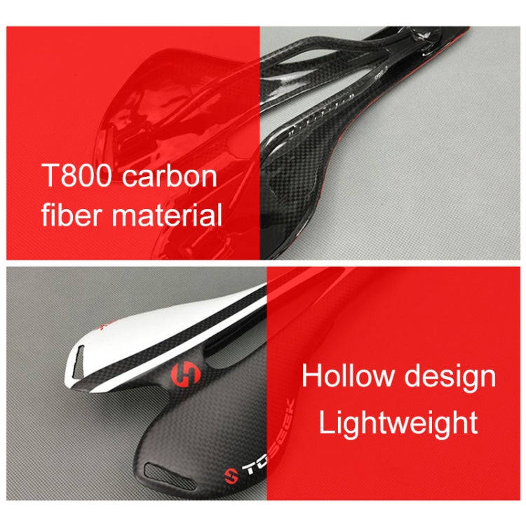 TOSEEK Road Bike Carbon Fiber Seat Bicycle Hollow Seat Saddle, 3K Texture + Extinction(Yellow)