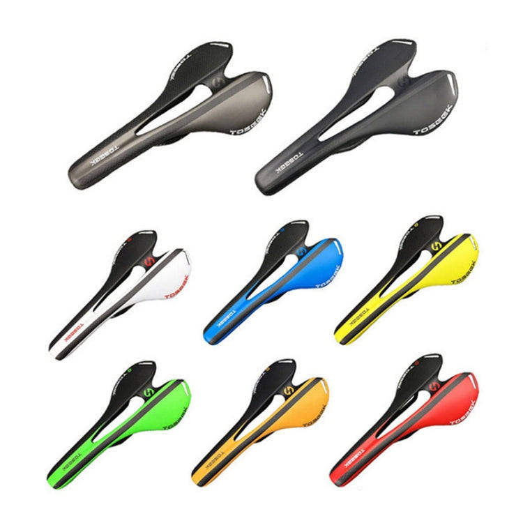 TOSEEK Road Bike Carbon Fiber Seat Bicycle Hollow Seat Saddle, 3K Texture + Extinction(Yellow)