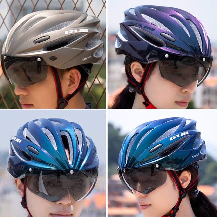 GUB K80 Plus Bike Helmet With Visor And Goggles(Titanium Color)