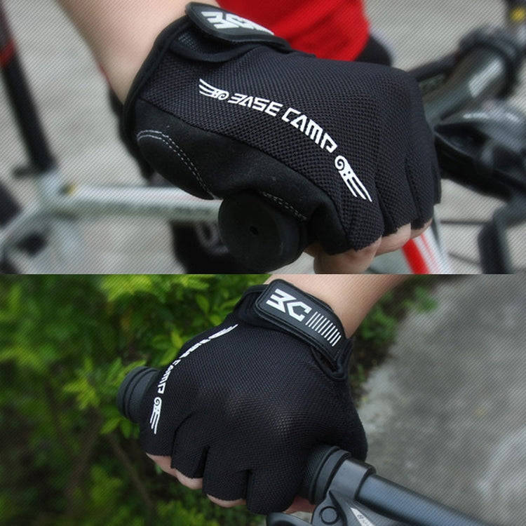 BaseCamp BC-204 Bicycle Half Finger Gloves Lycra Fabric Cycling Gloves, Size: L(Grey)