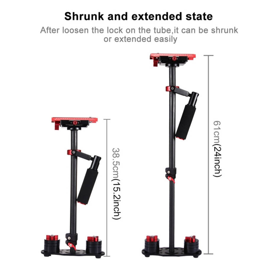 PULUZ 38.5-61cm Carbon Fibre Handheld Stabilizer for DSLR & DV Digital Video & Cameras, Load Rang...