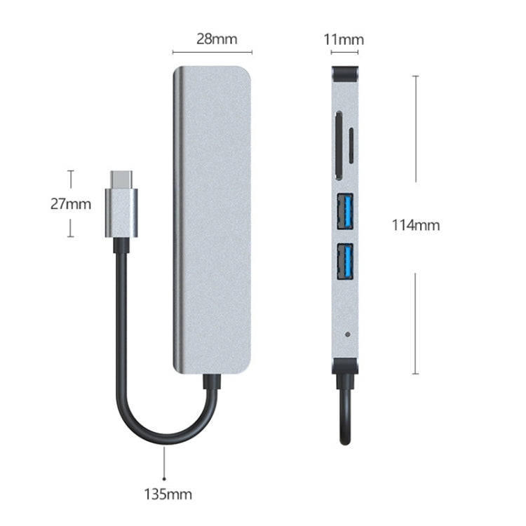 5 in 1 USB-C / Type-C to 4K HDMI + SD / TF Card Slot + USB 2.0 + USB 3.0 Multifunctional Docking ...