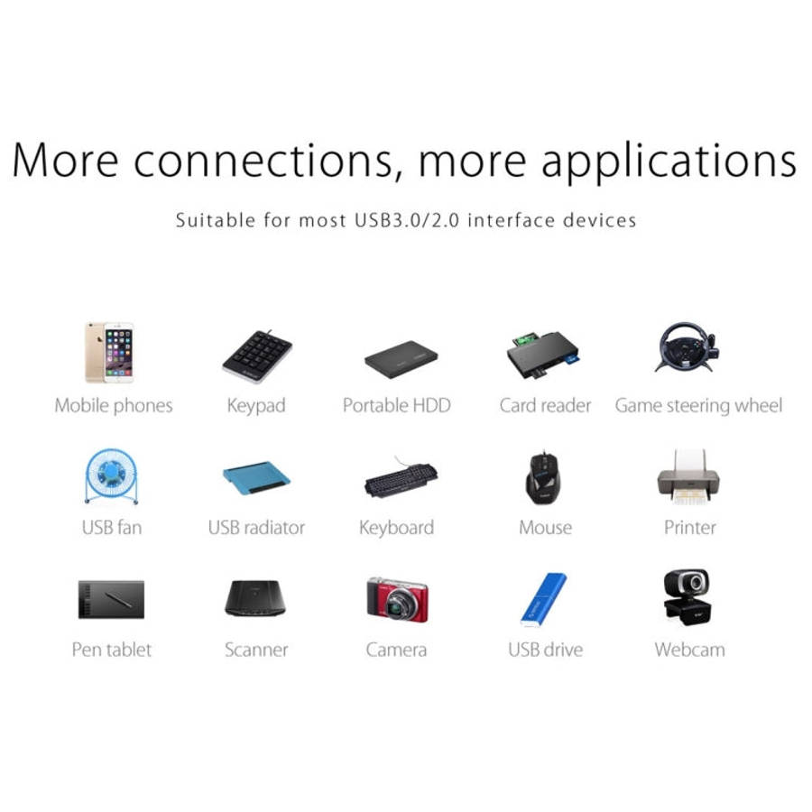 ORICO W5P-U3-100 4-Port USB 3.0 Desktop HUB with 100cm Micro USB Cable Power Supply(Black)