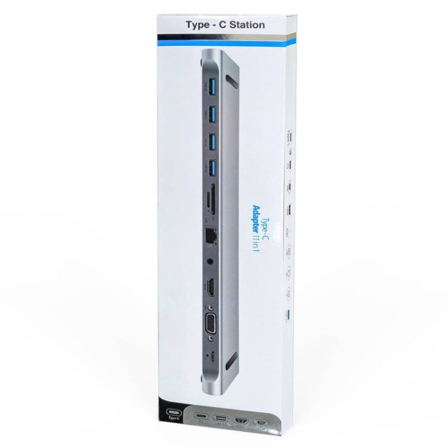 AD-059 11 in 1 USB-C / Type-C to 4K HDMI + VGA + SD / TF Card Slot + Gigabit Ethernet + 3.5mm AUX...