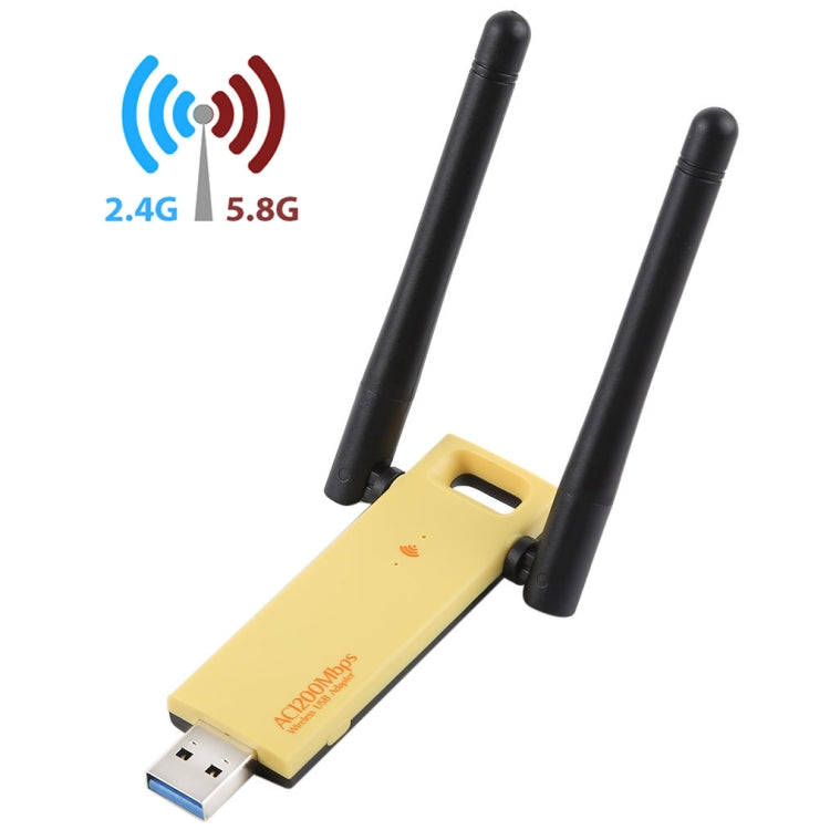 AC1200Mbps 2.4GHz & 5GHz Dual Band USB 3.0 WiFi Adapter External Network Card with 2 External Ant...