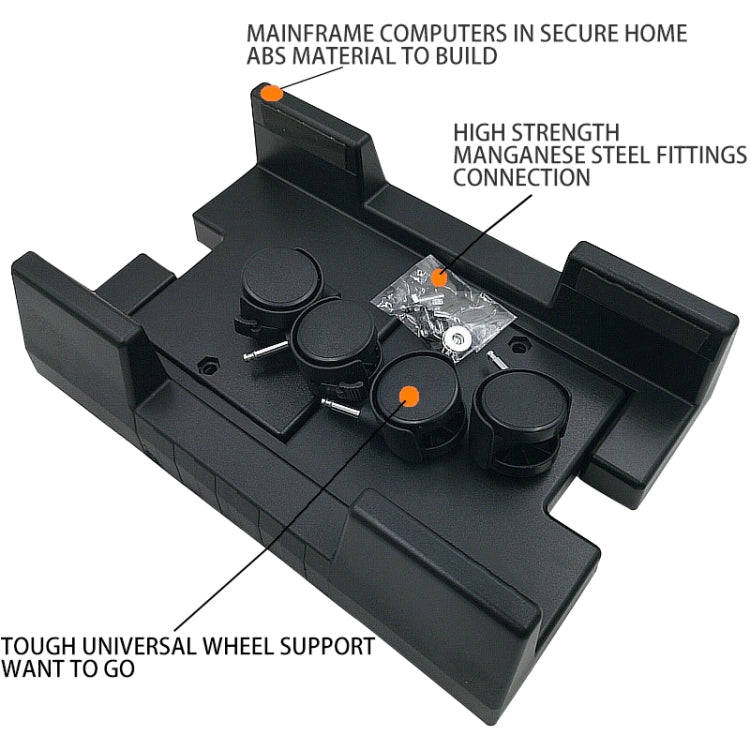 Computer Mainframe Host Adjustable Bracket  with Wheel, Size: S(Black)