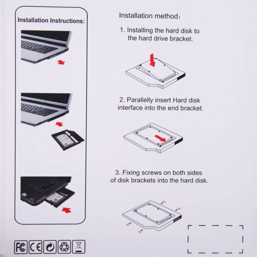Universal 9 / 9.5mm SATA3 Hard Disk Drive HDD Caddy Adapter Bay Bracket for Notebook(Black)