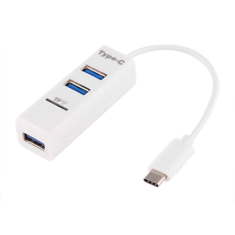 2 in 1 USB-C / Type-C 3.1 to USB 2.0 COMBO 3 Ports HUB + TF Card Reader(White)