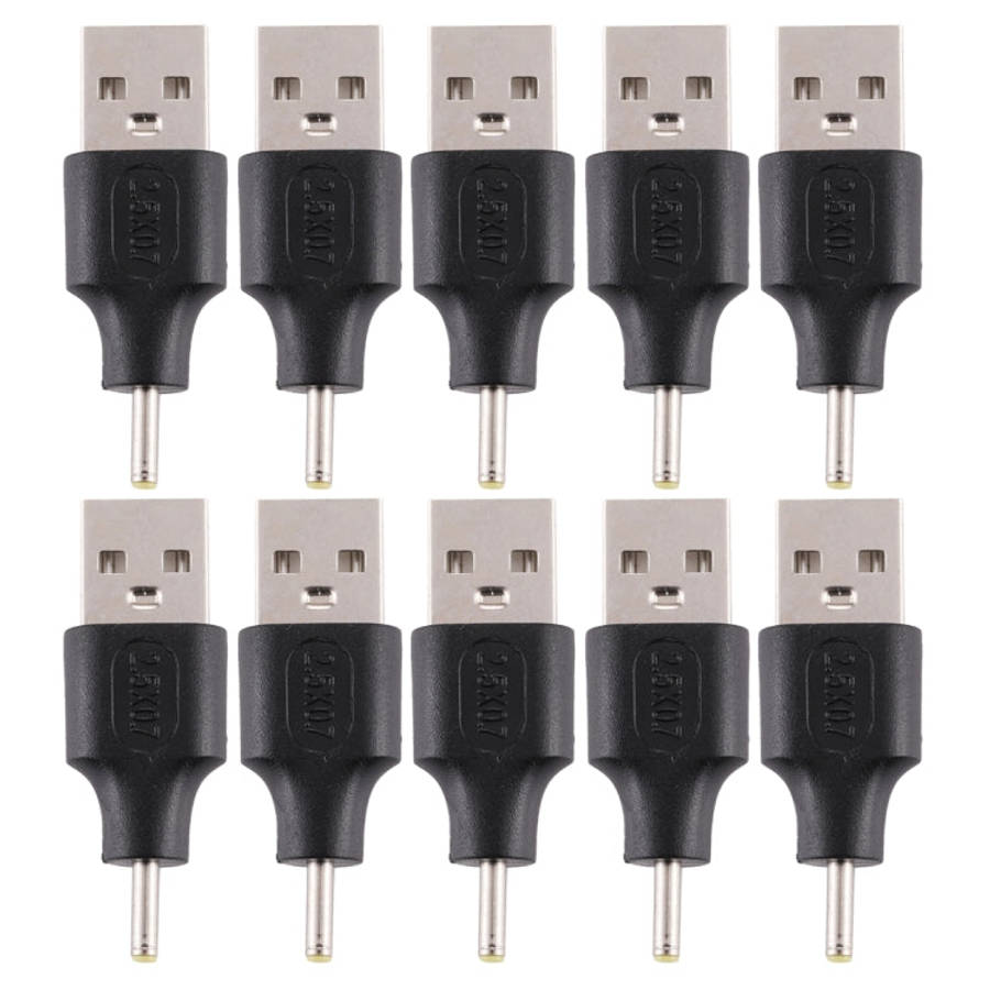 10 PCS 2.5 x 0.7mm Male to USB 2.0 Male DC Power Plug Connector