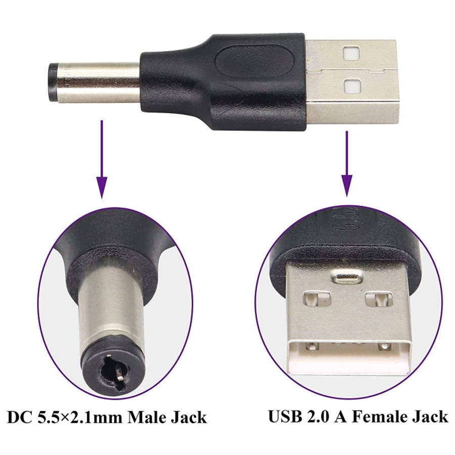 10 PCS 5.5 x 2.1mm Male to USB 2.0 Male DC Power Plug Connector