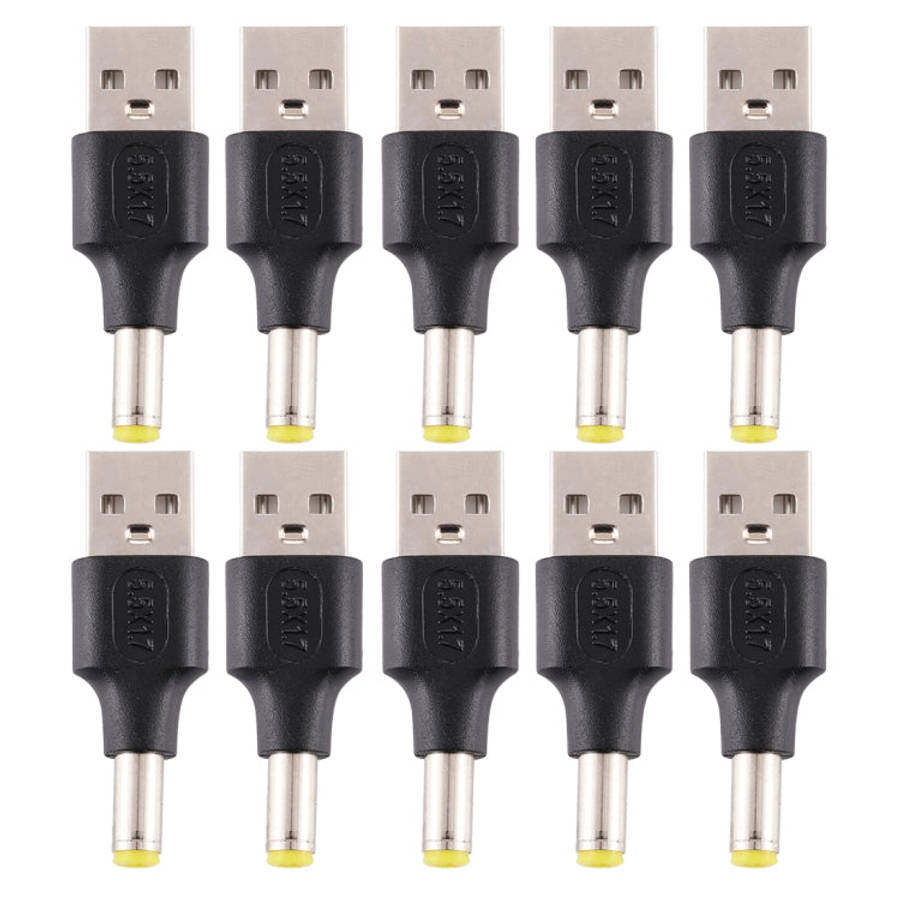 10 PCS 5.5 x 1.7mm Male to USB 2.0 Male DC Power Plug Connector