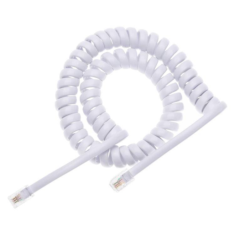 4 Core Male to Male RJ11 Spring Style Telephone Extension Coil Cable Cord Cable, Stretch Length: ...