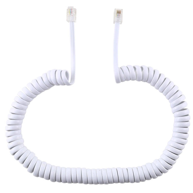 4 Core Male to Male RJ11 Spring Style Telephone Extension Coil Cable Cord Cable, Stretch Length: ...